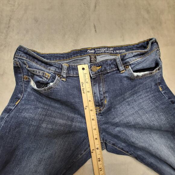 Gap Jeans Womens 8 29R Blue Straight Cuff Stretch Denim Midrise 5-Pocket Zip Fly - Picture 8 of 11